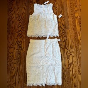 NWT Trina Turk White Lace Skirt and Tank set